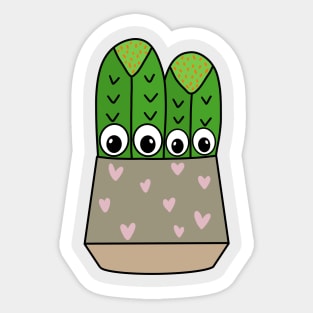 Cute Cactus Design #268: Cacti In Soft Hearts Pot Sticker